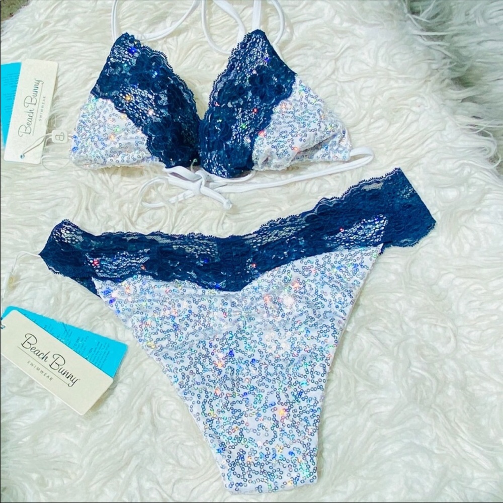 ✨ Sparkly New Beach Bunny lace string full bikini